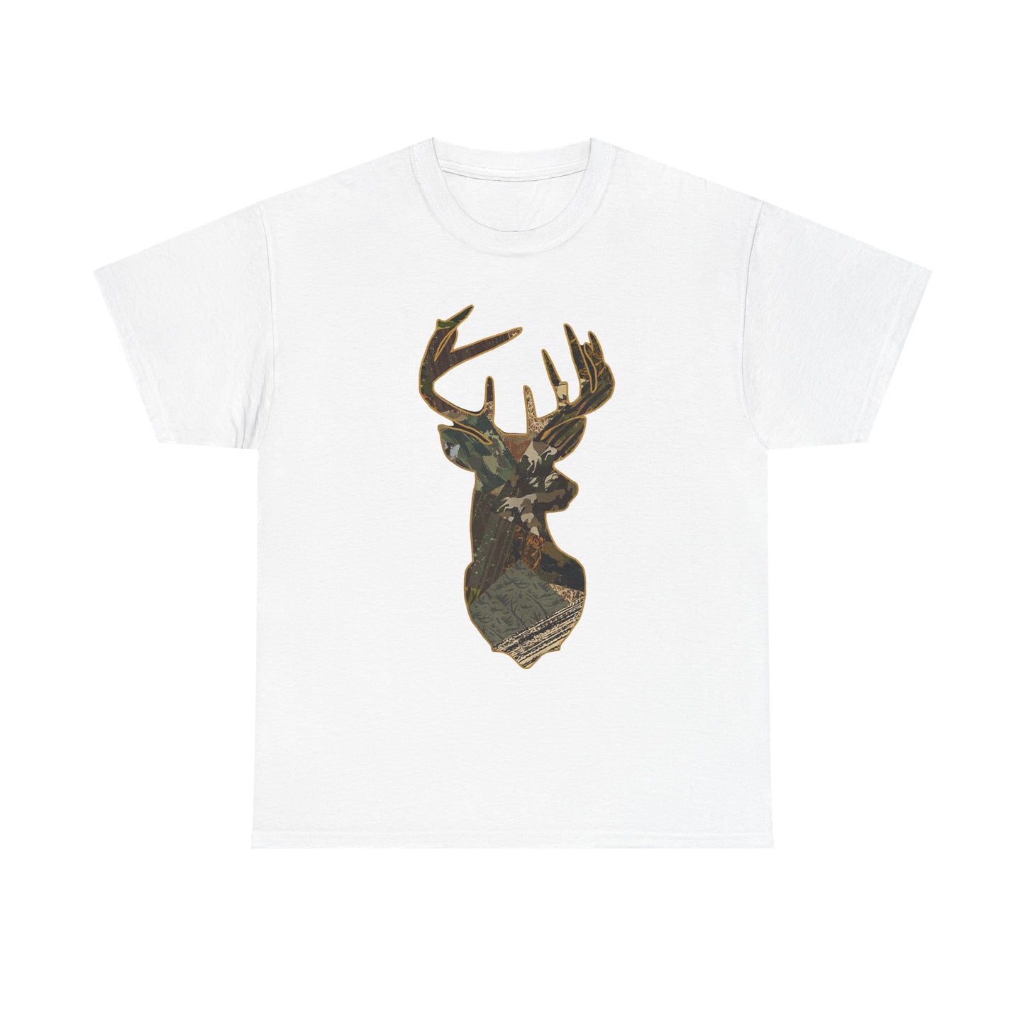 Camo Deer Buck Graphic T Shirt Unisex Heavy Cotton Tee NEW