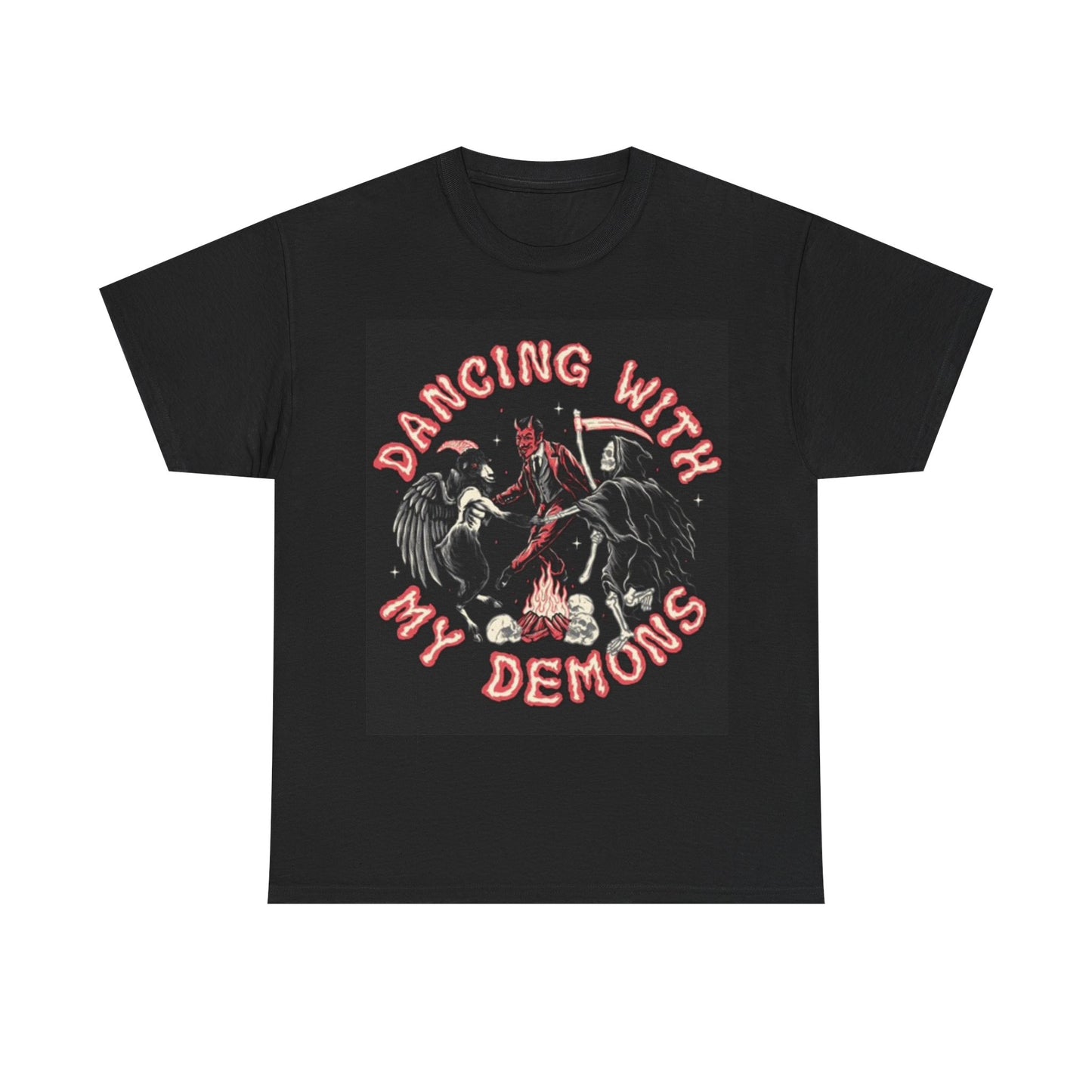 Dancing With My Demons Shirt Funny Devil Graphic Unisex Heavy Cotton Tee