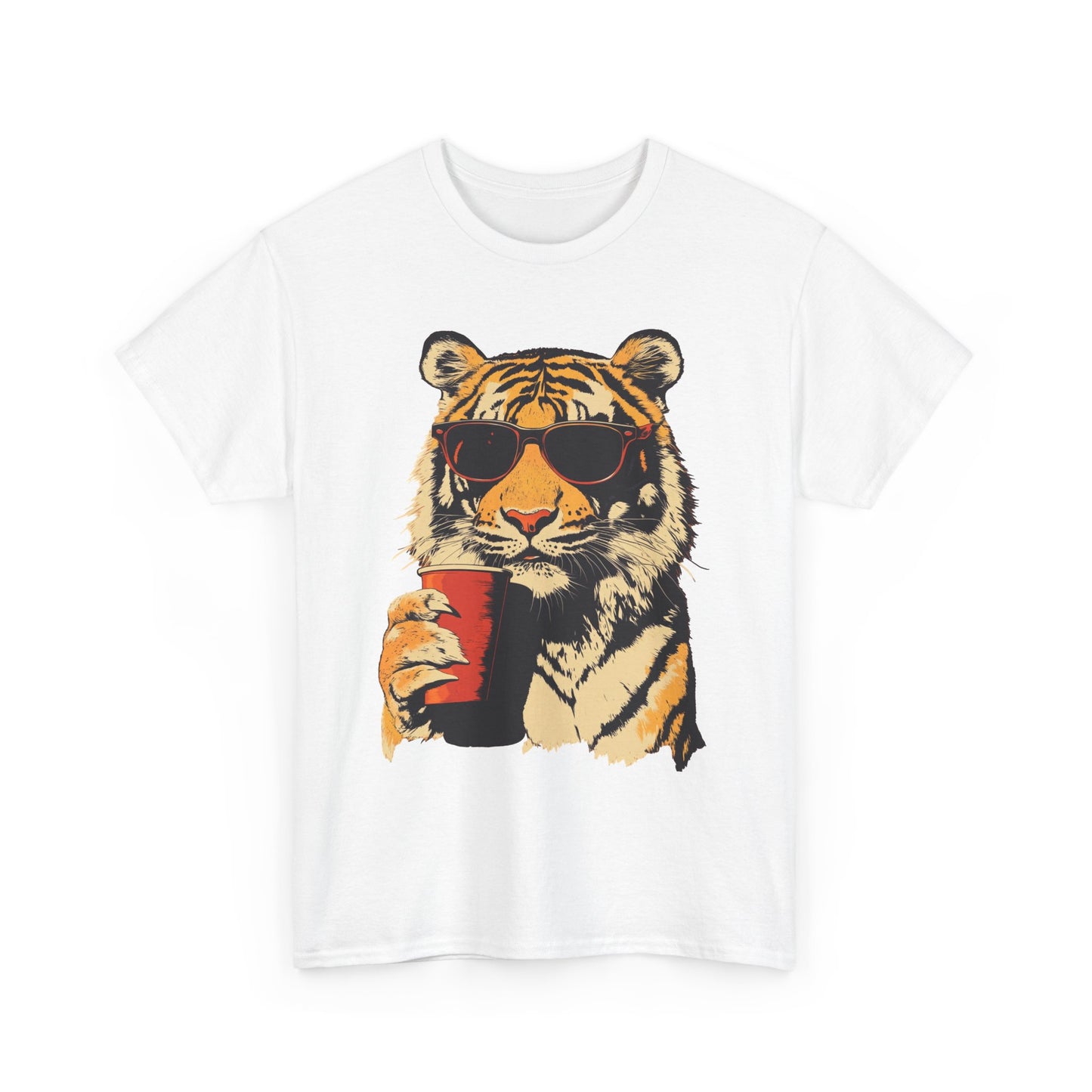 Chill Out Party Tiger Retro Graphic T Shirt Regular Men's Heavy Cotton Tee
