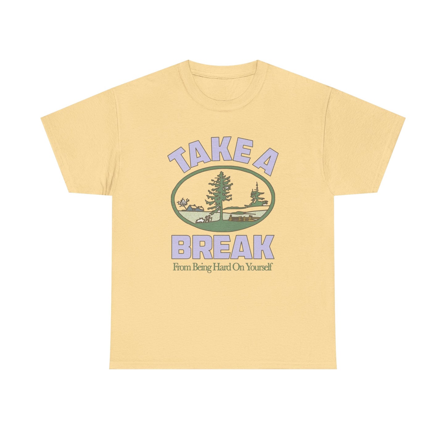 Take A Break Mental Health Retro Graphic T Shirt NEW Adult Unisex Heavy Cotton