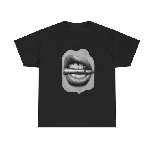 Bullet Caught In Mouth Graphic T Shirt NEW ADULT Tee
