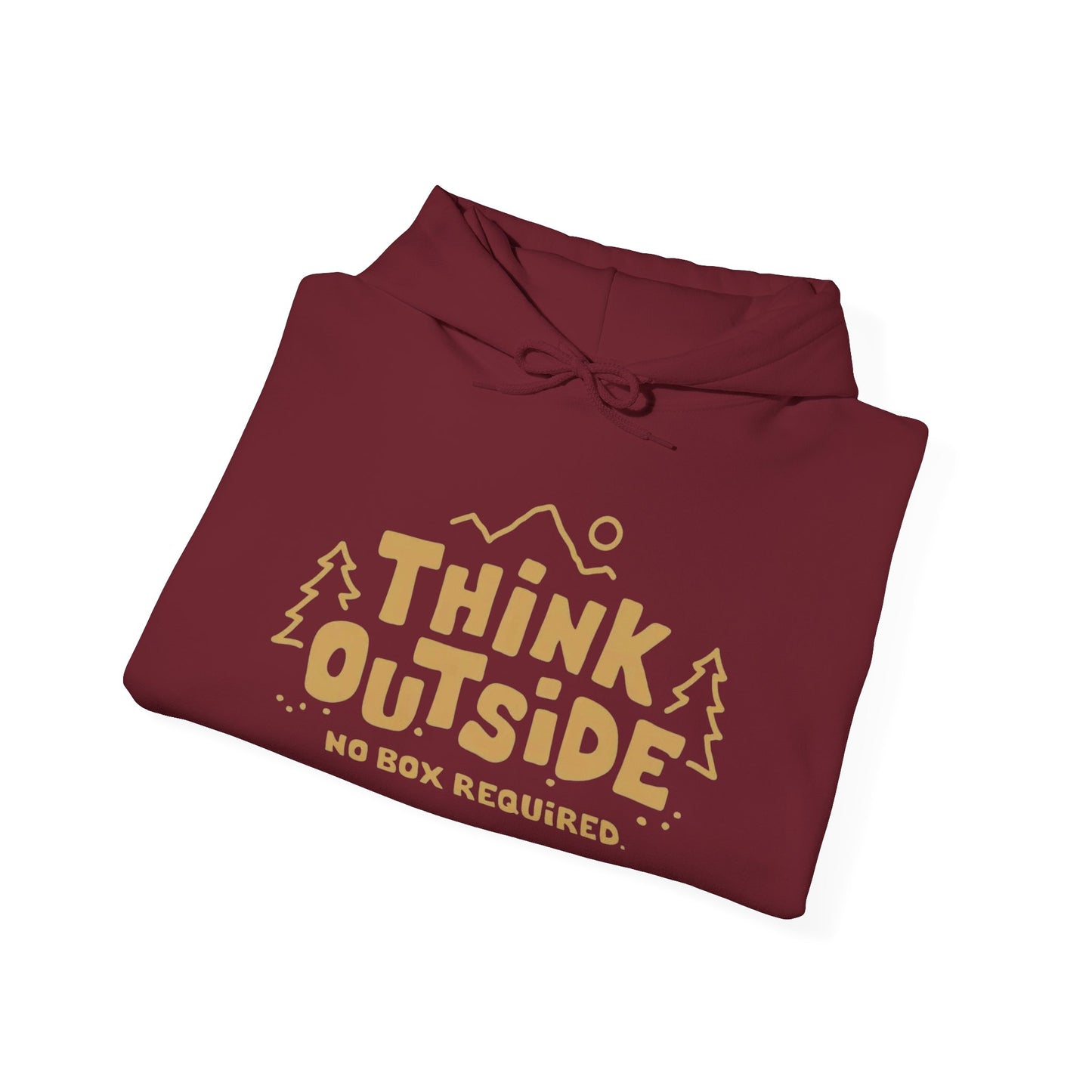 Think Outside No Box Required Graphic Hoodie Unisex Heavy Hooded Sweatshirt