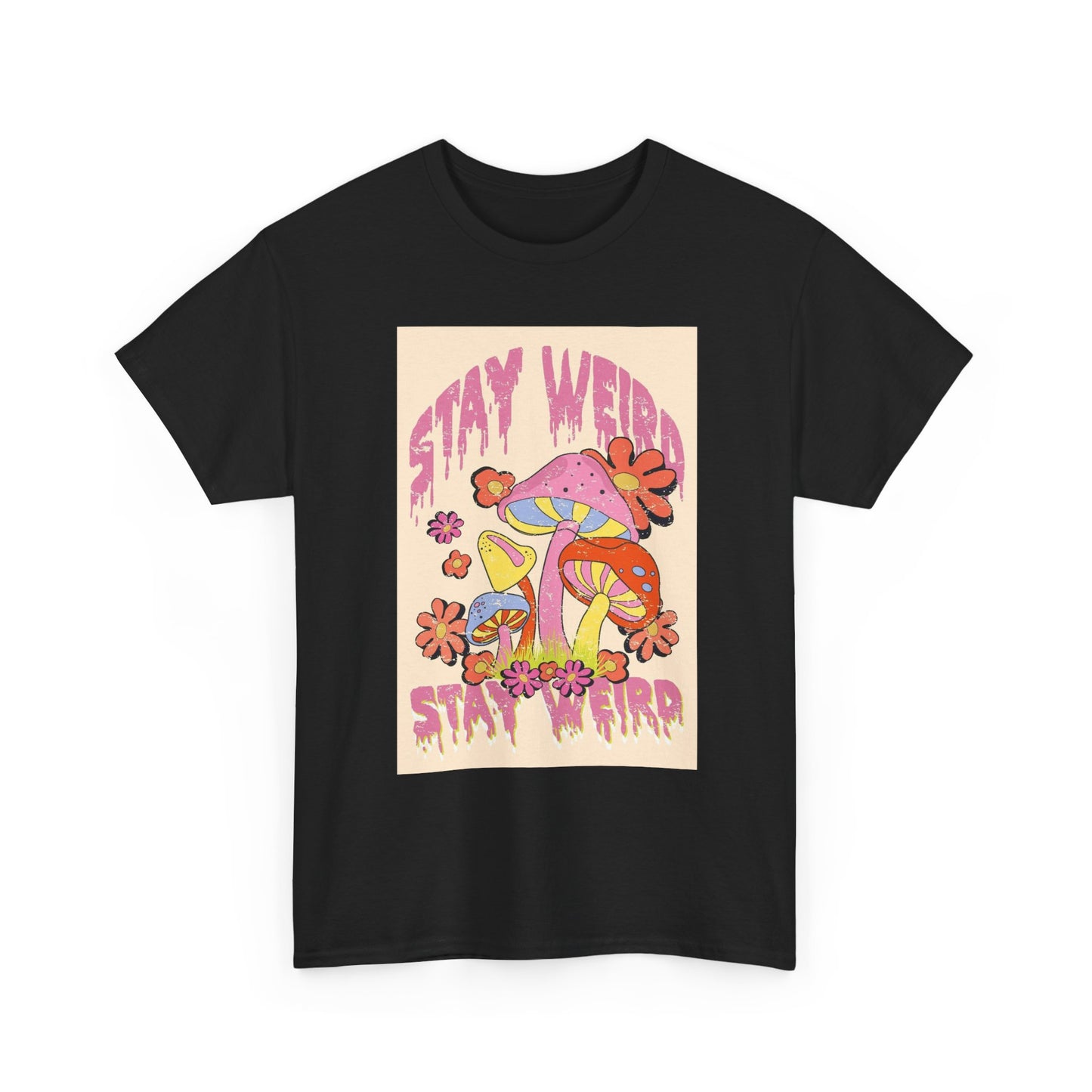 Trippy Mushroom Hunter Tshirt Mystical Graphic Vibe Unisex Heavy Stay Weird