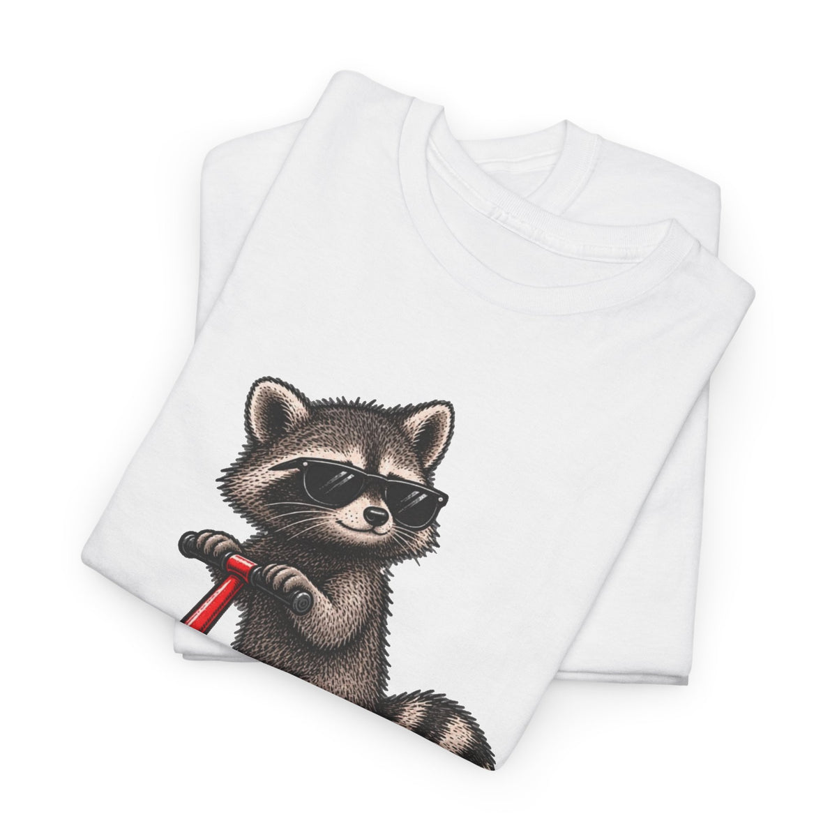 Raccoon Riding Scooter Off to Commit Tomfoolery T-Shirt Men's Graphic Tee