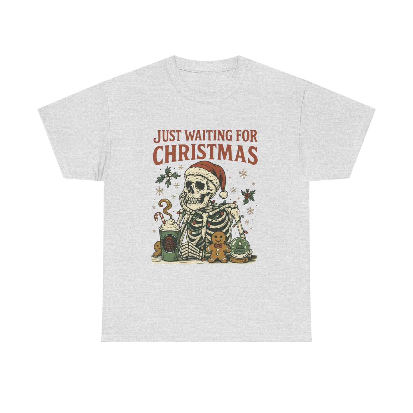 Just Waiting For Christmas Graphic T Shirt NEW Unisex Heavy Cotton Tee