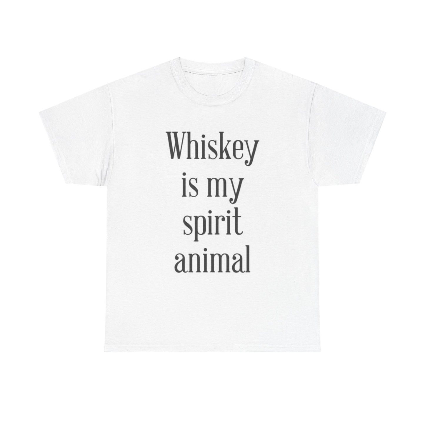 Whiskey Is My Spirit Animal Graphic T Shirt Funny Unisex Heavy Cotton Tee
