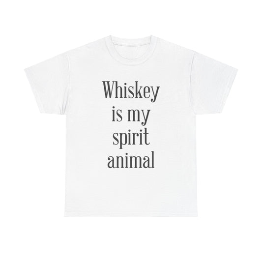 Whiskey Is My Spirit Animal Graphic T Shirt Funny Unisex Heavy Cotton Tee