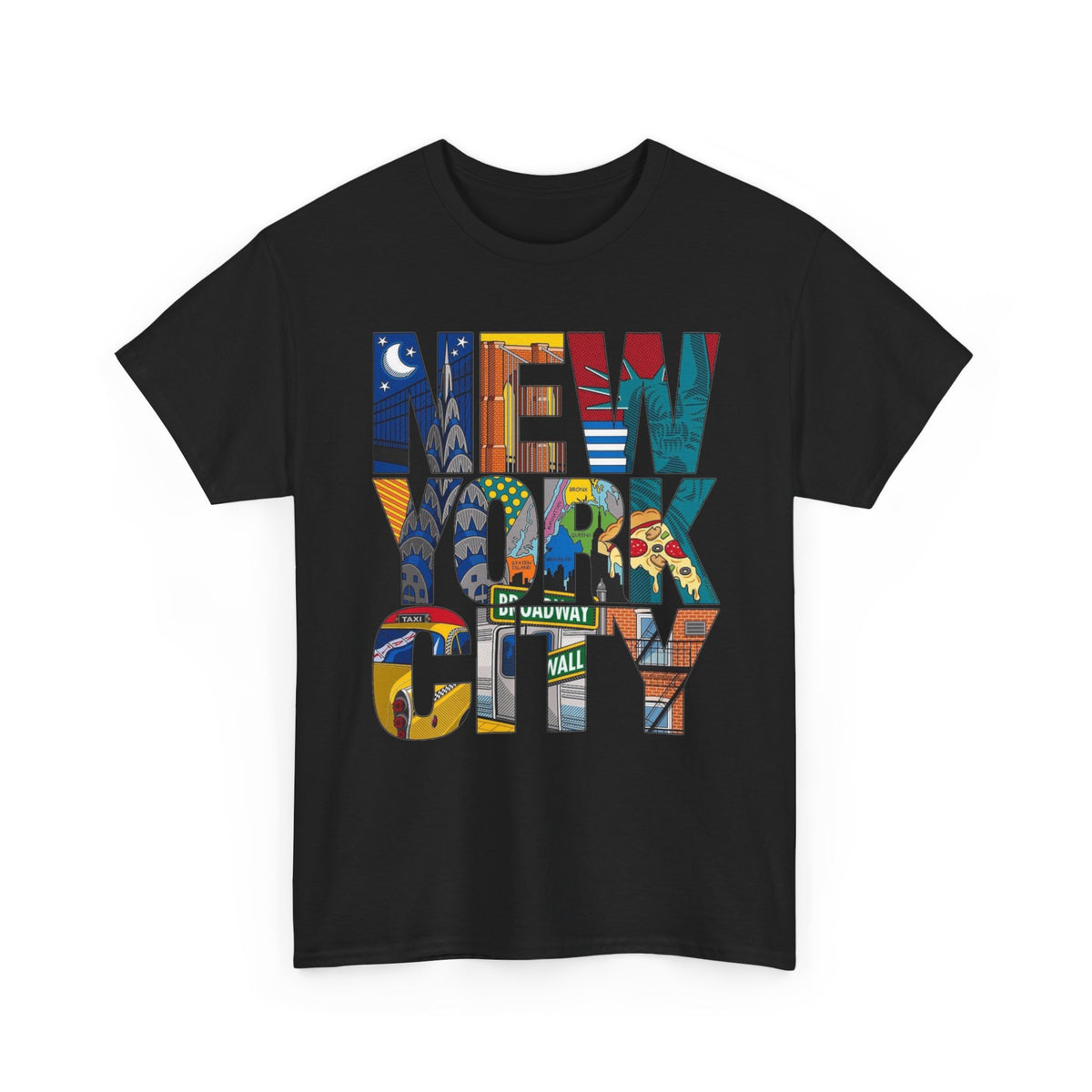 New York City Art Graphic T Shirt Men's Classic Retro Heavy Cotton Tee
