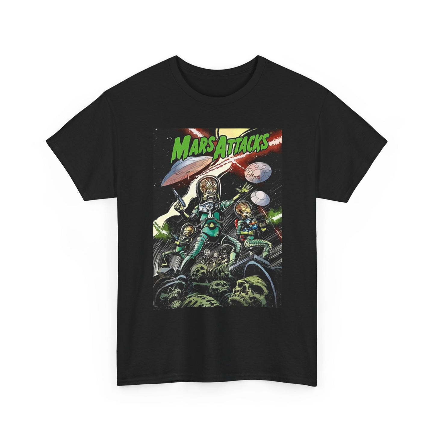 Mars Attacks Graphic T Shirt Retro Poster Movie Unisex Heavy Cotton Tee