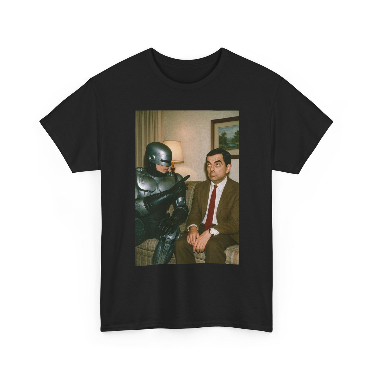 Mr Bean Robocop Funny Graphic T Shirt Vintage Comedy Unisex Heavy Cotton Tee