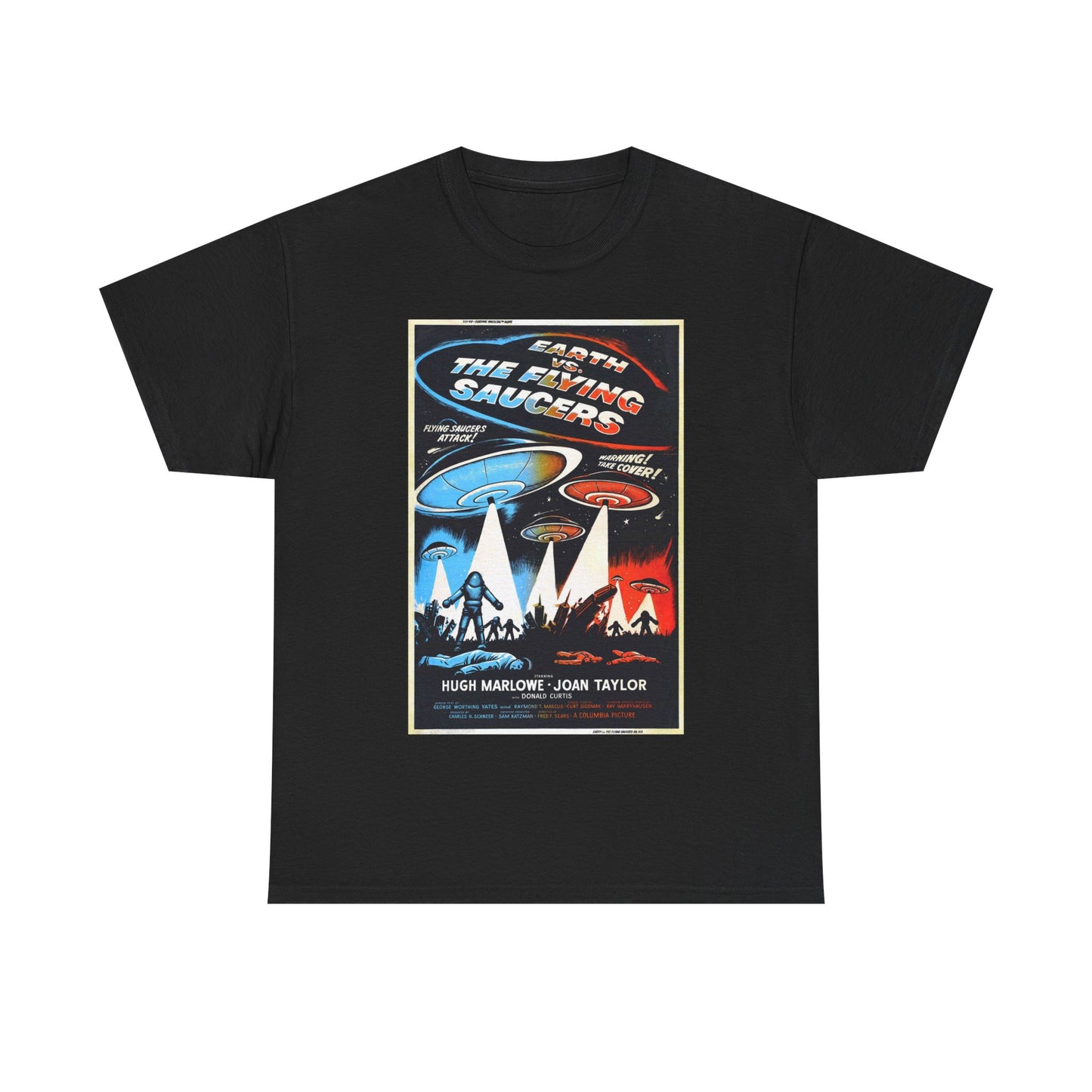 Earth vs Flying Saucers Tshirt Vintage Movie Poster Unisex Heavy Cotton Tee