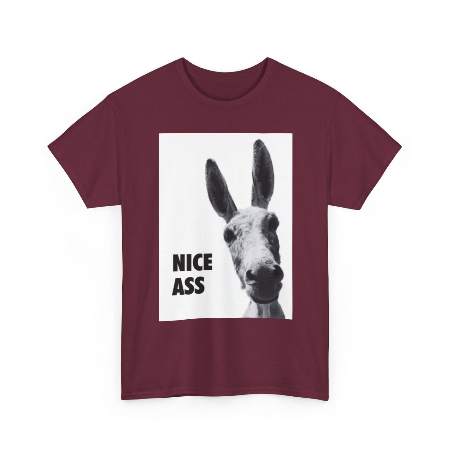 Nice Ass T Shirt Funny Donkey Animal Jokes Comedy Gift Unisex Heavy Cotton Tee