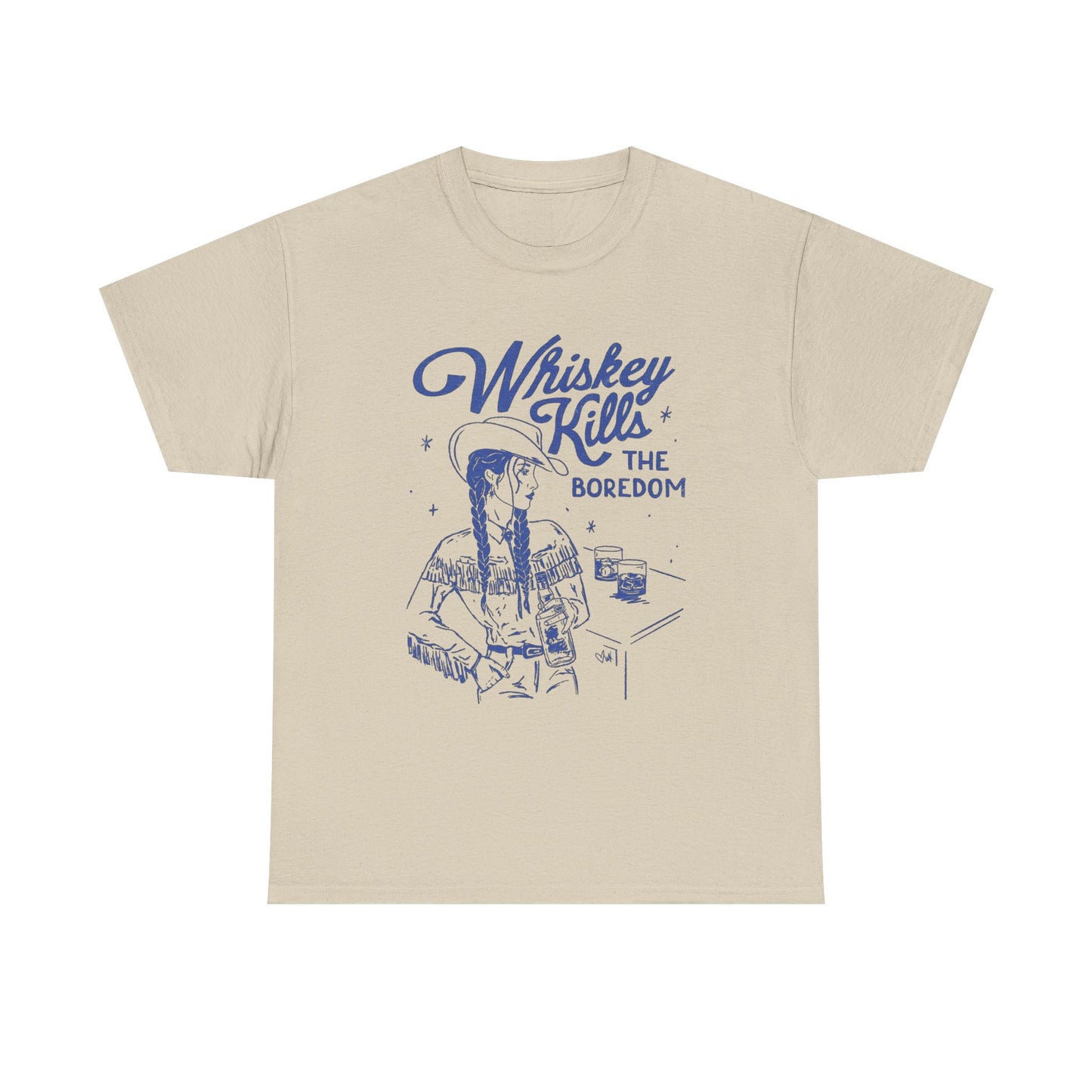 Whiskey Kills The Boredom Graphic T Shirt Unisex Heavy Cotton Tee