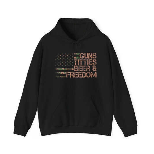 Guns Beer And Freedom Graphic Hoodie Heavy Blend Sweatshirt NEW