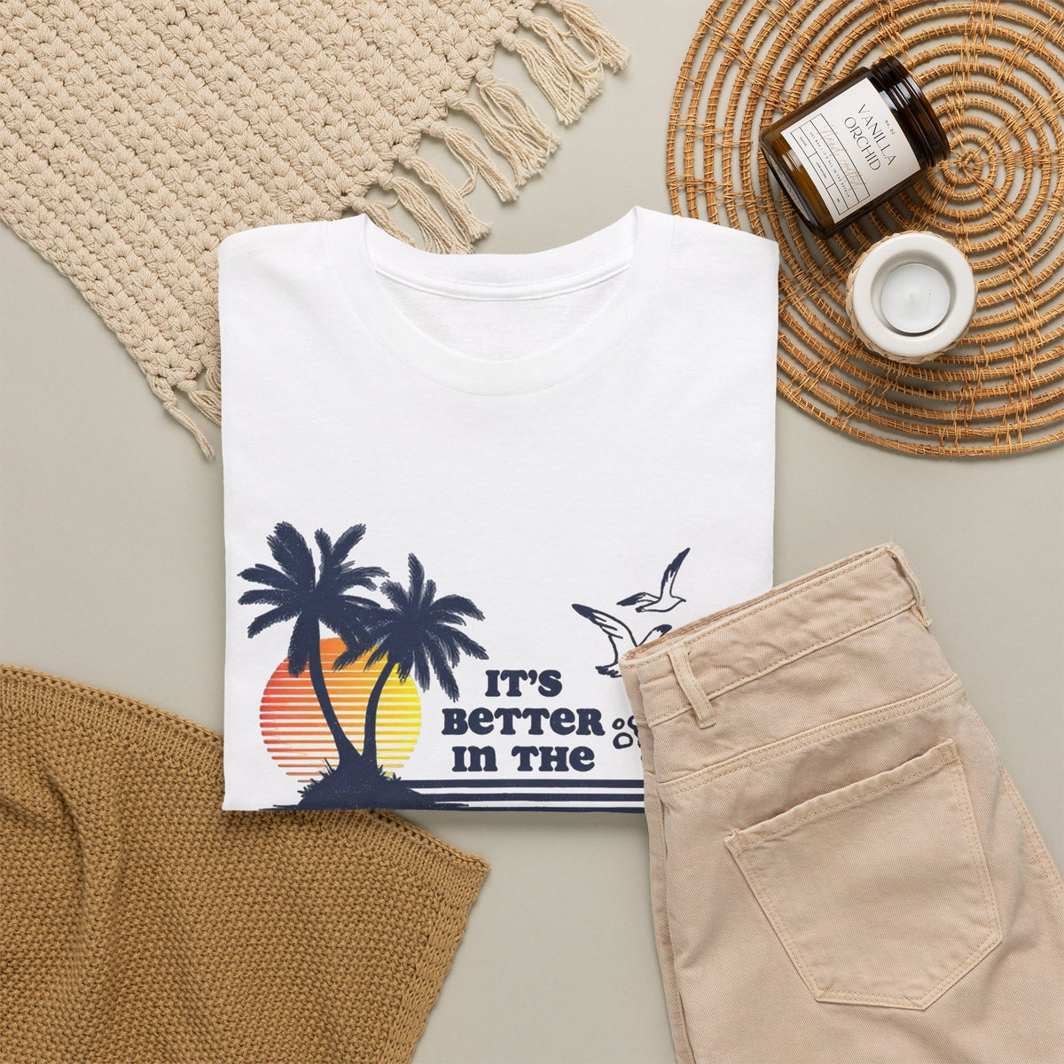 Bahamas Palm Tree Sunset Graphic T-Shirt Men's Graphic Tee