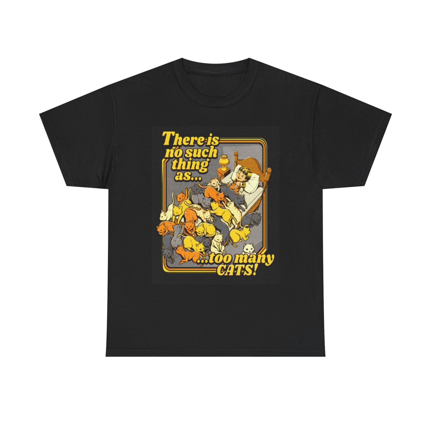 Never To Many Cats Funny Graphic Shirt Vintage Poster Unisex Heavy Cotton Tee