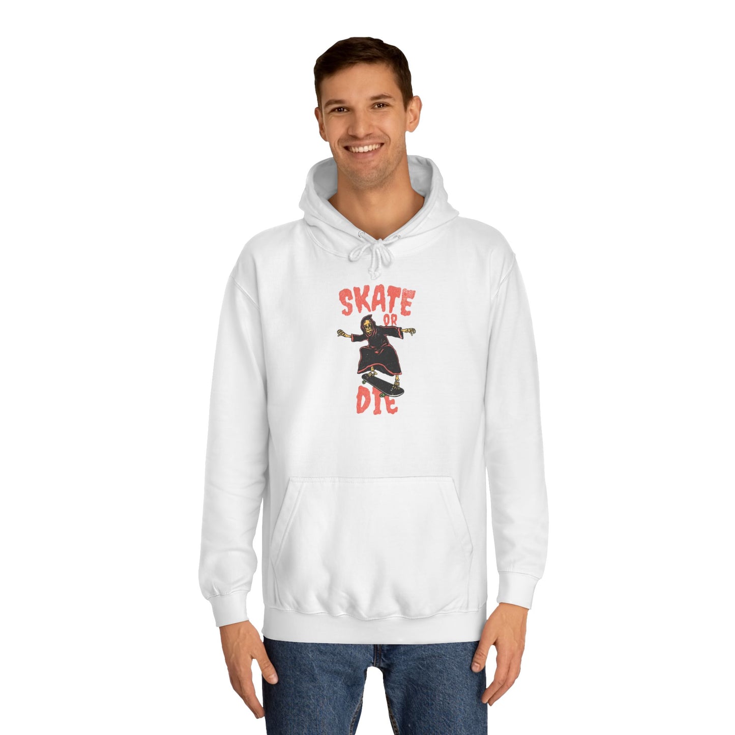 Skate Or Die Hoodie Graphic Skateboarding Grim Reaper Unisex College Hoodie