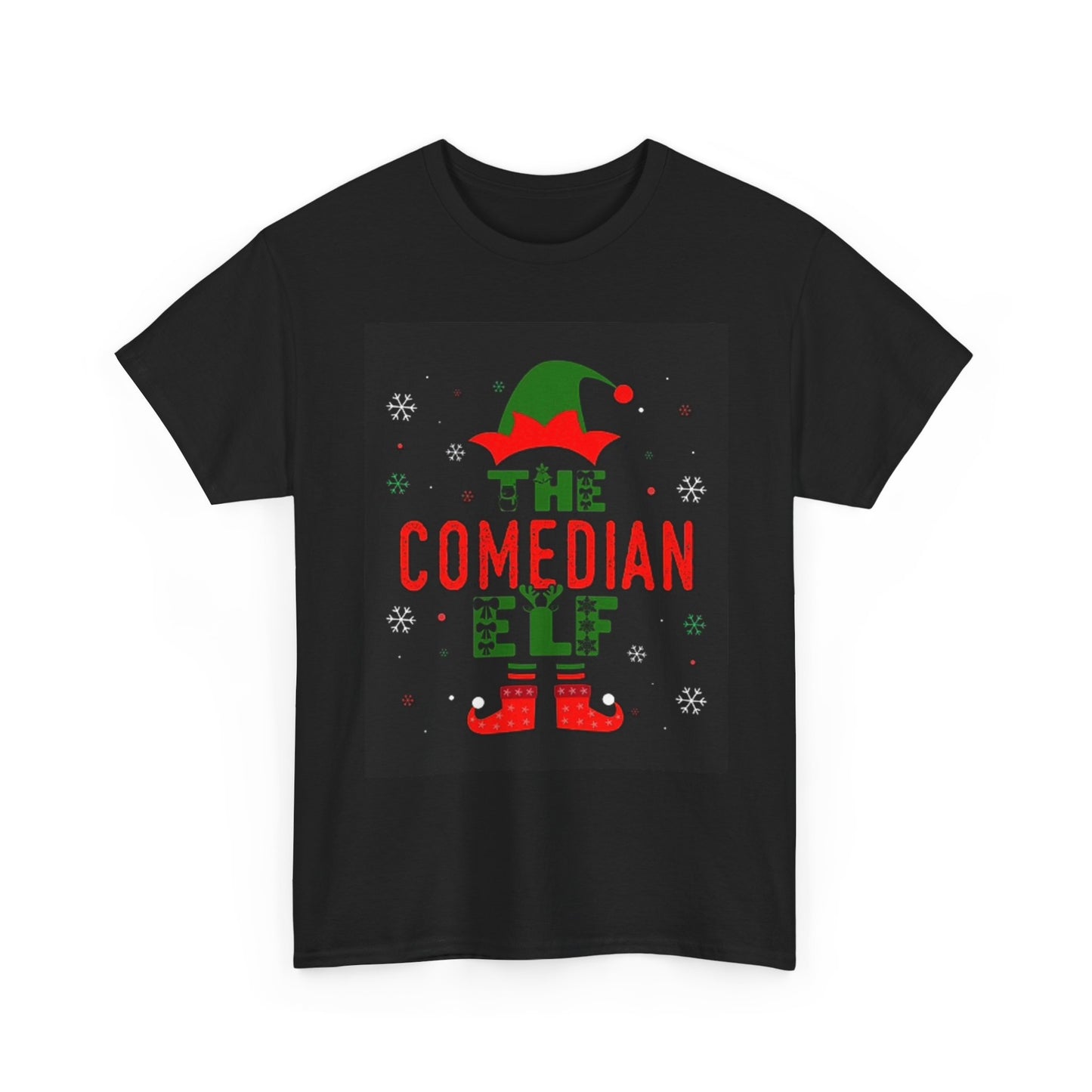 The Comedian Elf Graphic T Shirt Funny Christmas Santa Unisex Heavy Cotton Tee