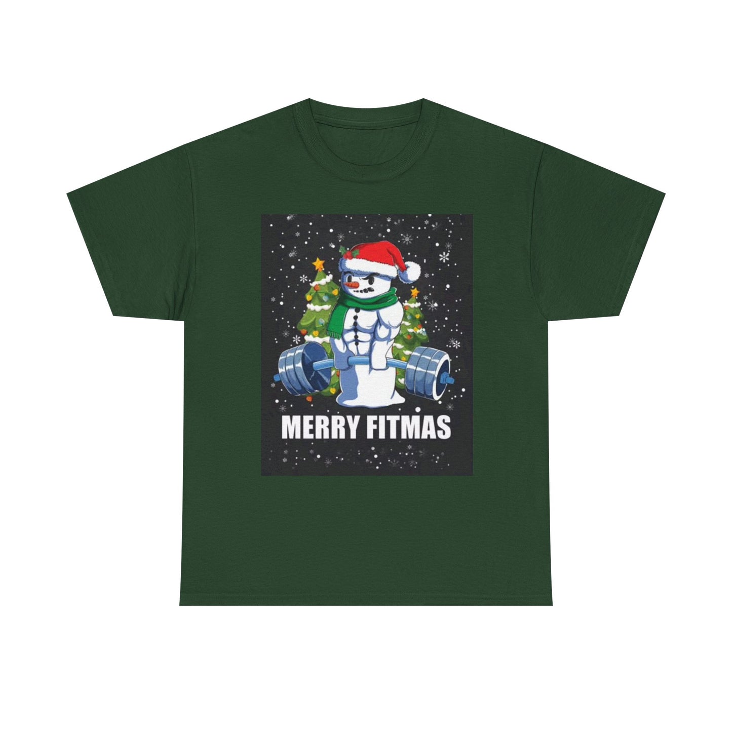Merry Fitmas Shirt Funny Gym Snowman Christmas Gym Unisex Heavy Cotton Tee