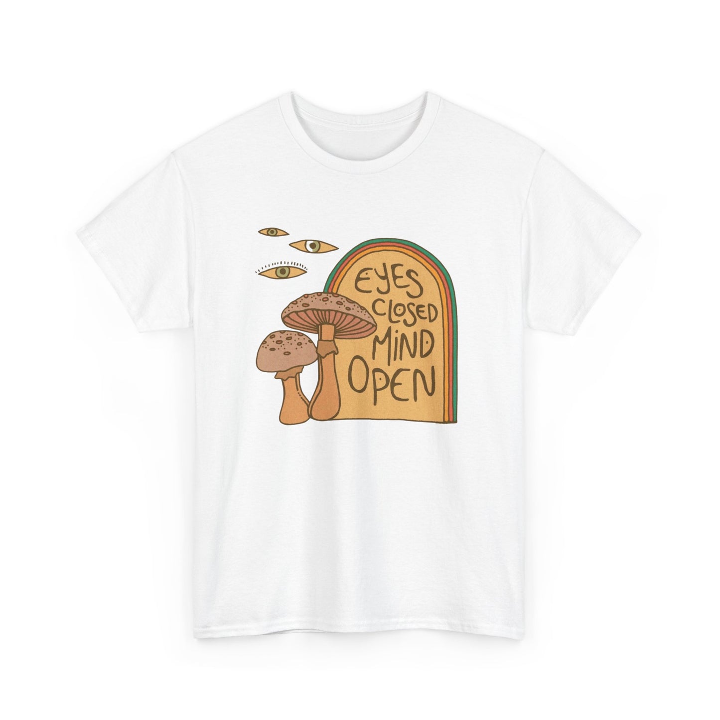 Eyes Closed Mind Open Graphic T Shirt NEW ADULT Unisex Heavy Cotton Tee