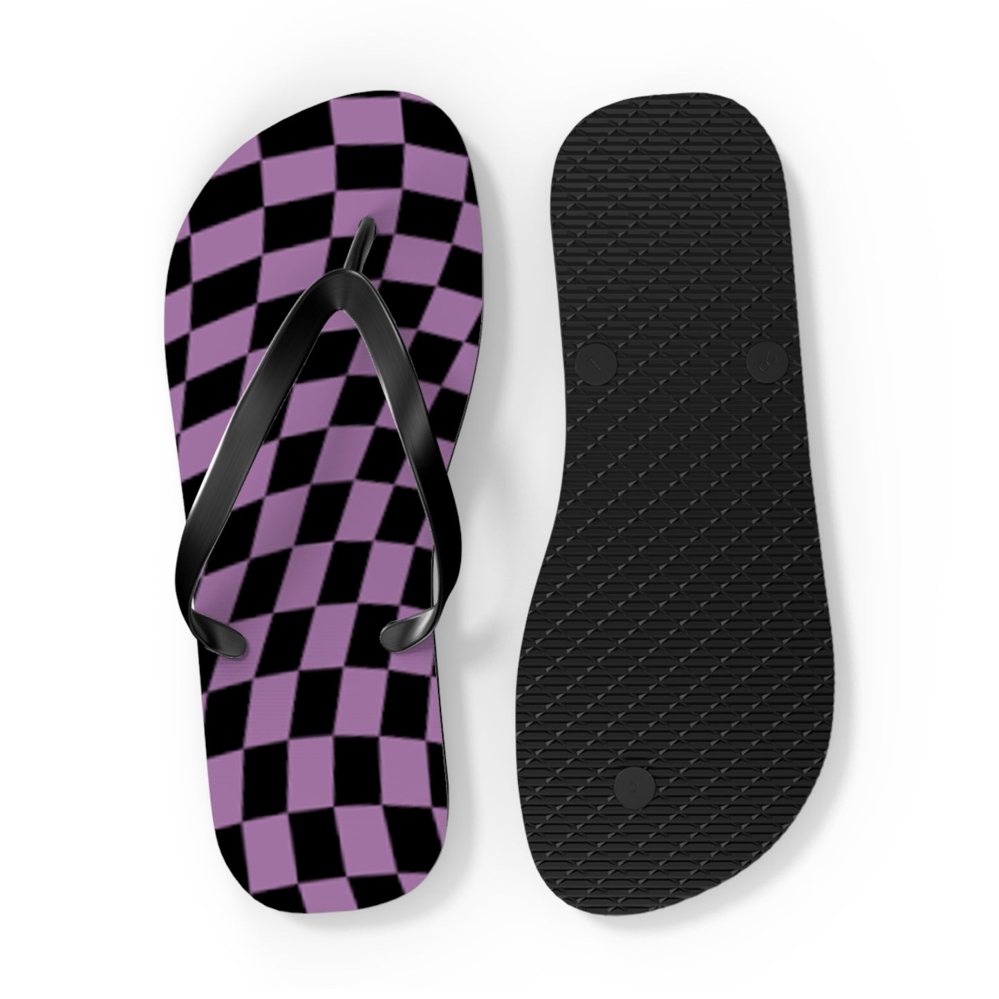 Purple Checkered Sandals, Beach Shoes, Vacation Flip Flops, Pool Slides