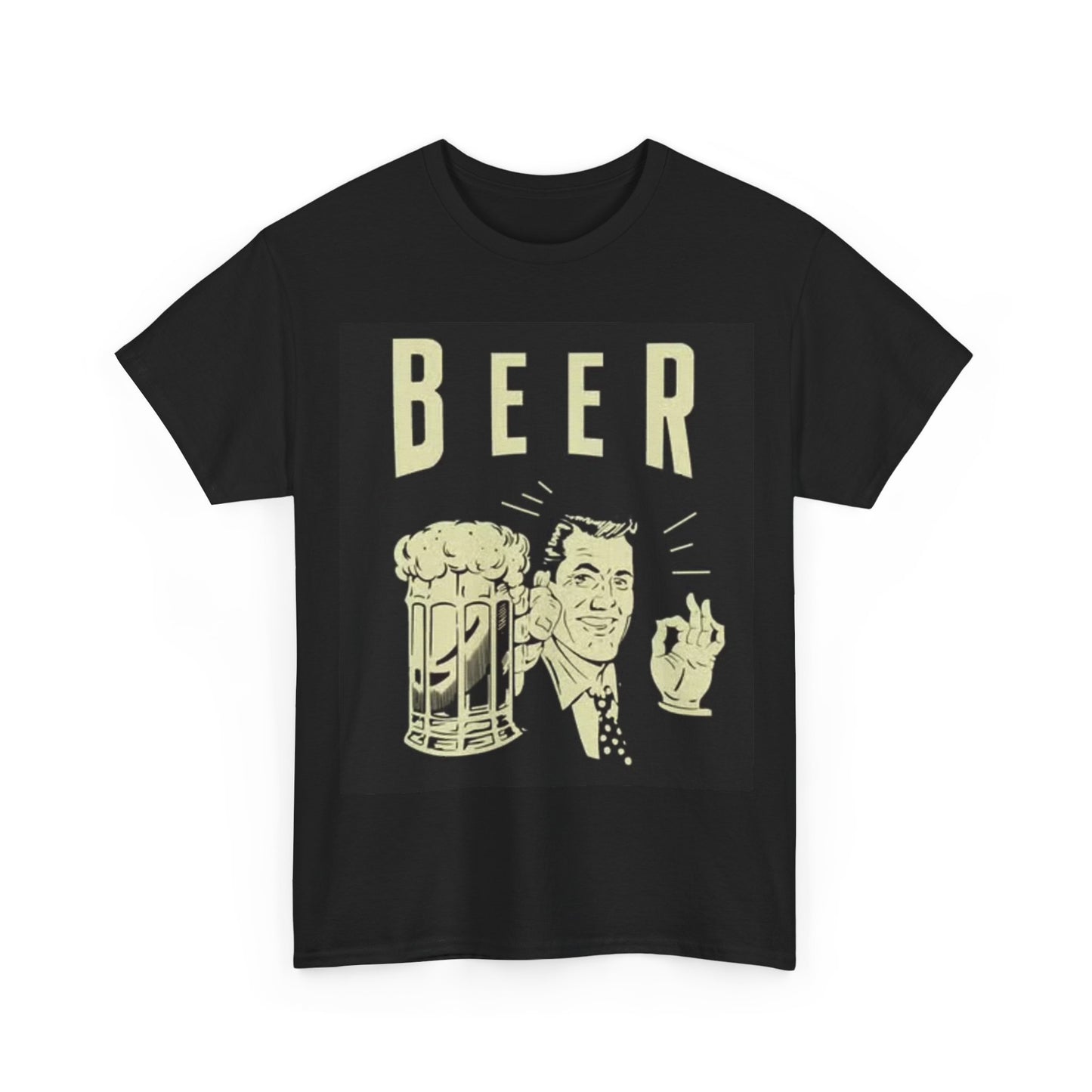 Beer Shirt Funny Thumbs Up Retro Poster graphic Unisex Heavy Cotton Tee