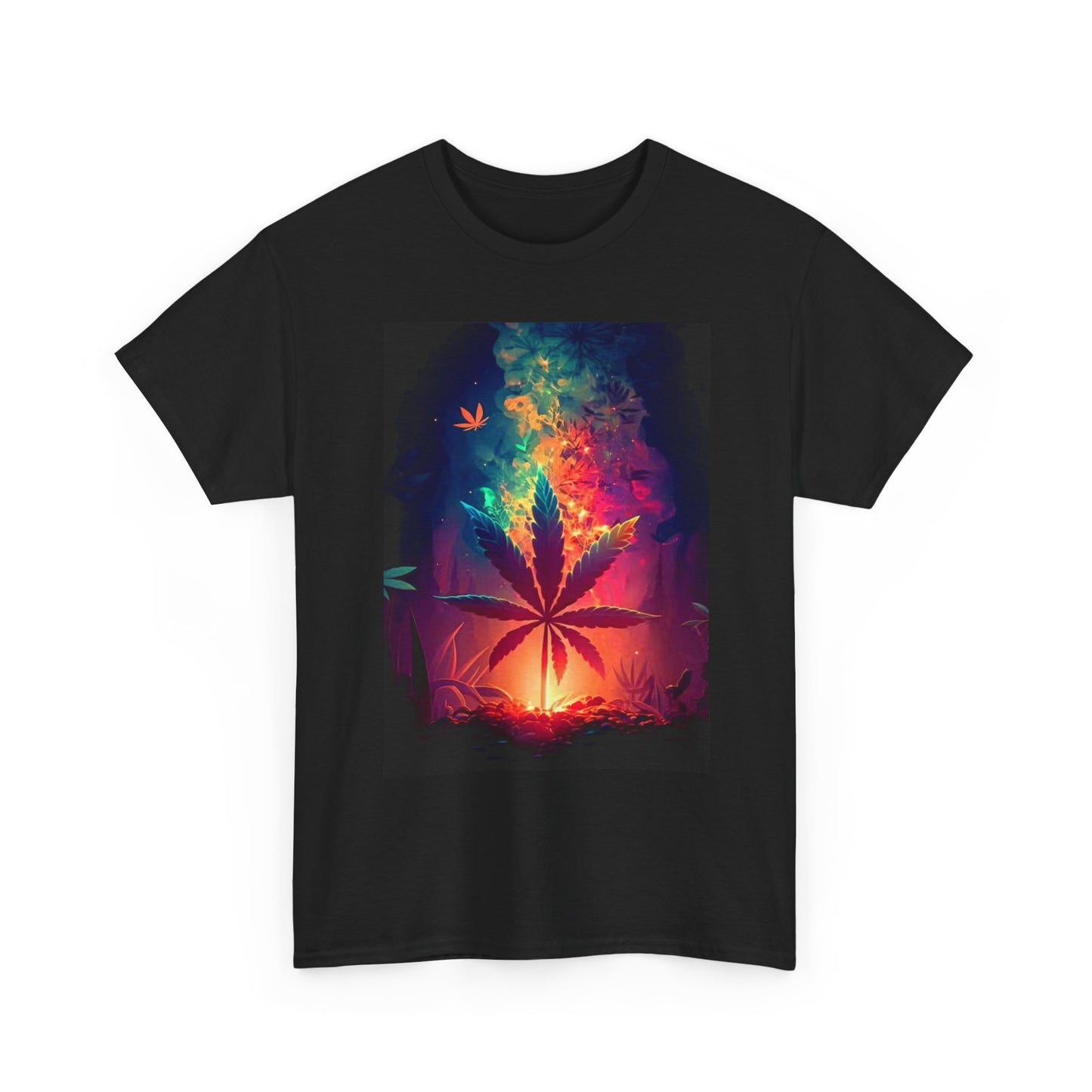 Rainbow Weed Leaf Shirt Graphic Art Poster Unisex Heavy Cotton Tee