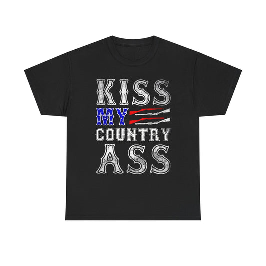 Kiss My Country Ass USA Flag Graphic T Shirt Heavy Cotton Tee NEW ADULT UNISEX
