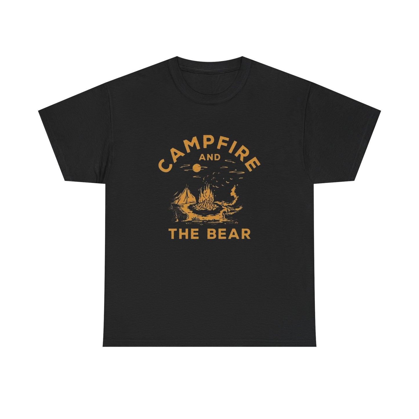 Campfire And The Bear Graphic T Shirt NEW ADULT TEE Cotton