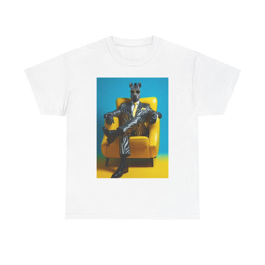 Zebra Suit Funny Picture Shirt Graphic Zoo Animals Unisex Heavy Cotton Tee