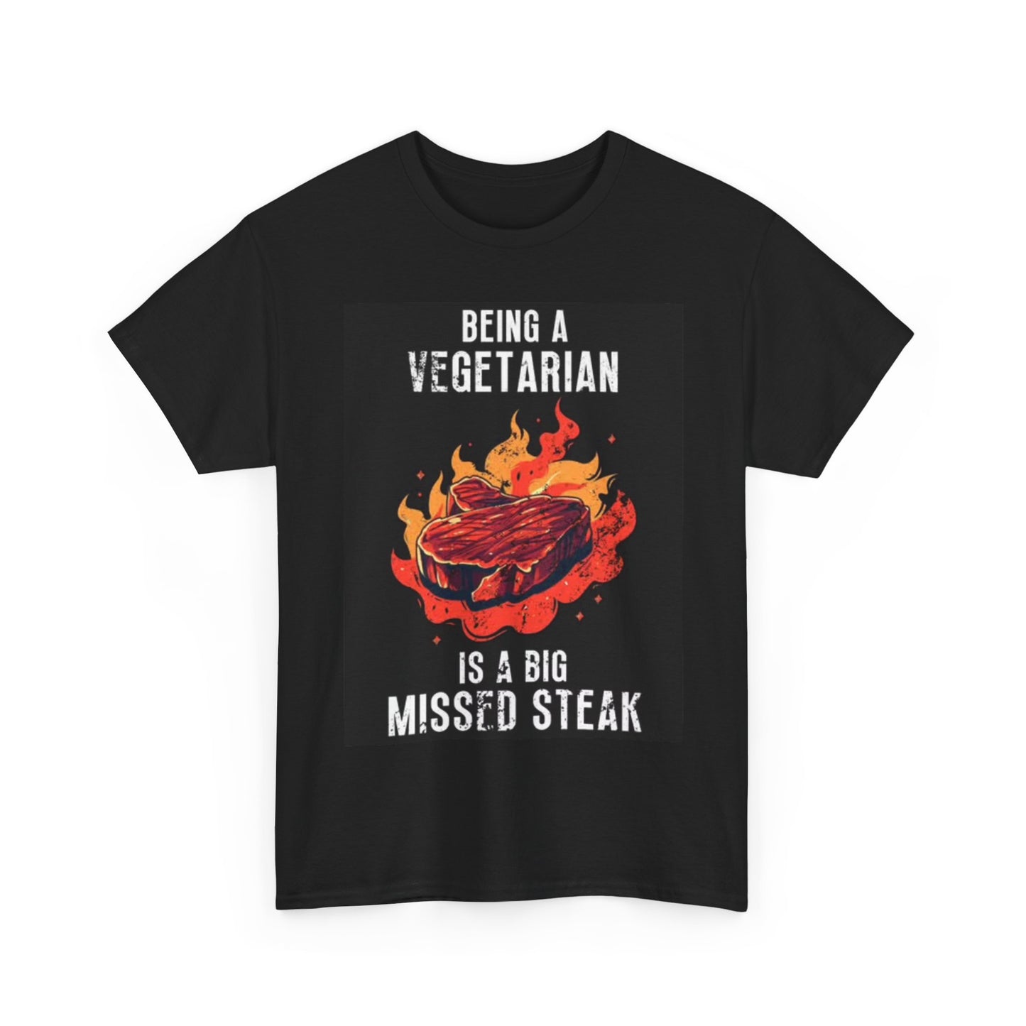 Funny Vegetarian Shirt Steak BBQ Grill Graphic Gift Unisex Heavy Cotton Tee