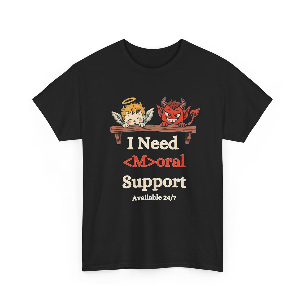 Funny Angel Devil Oral Support Graphic T-Shirt Sex Humor  Men's Graphic Tee