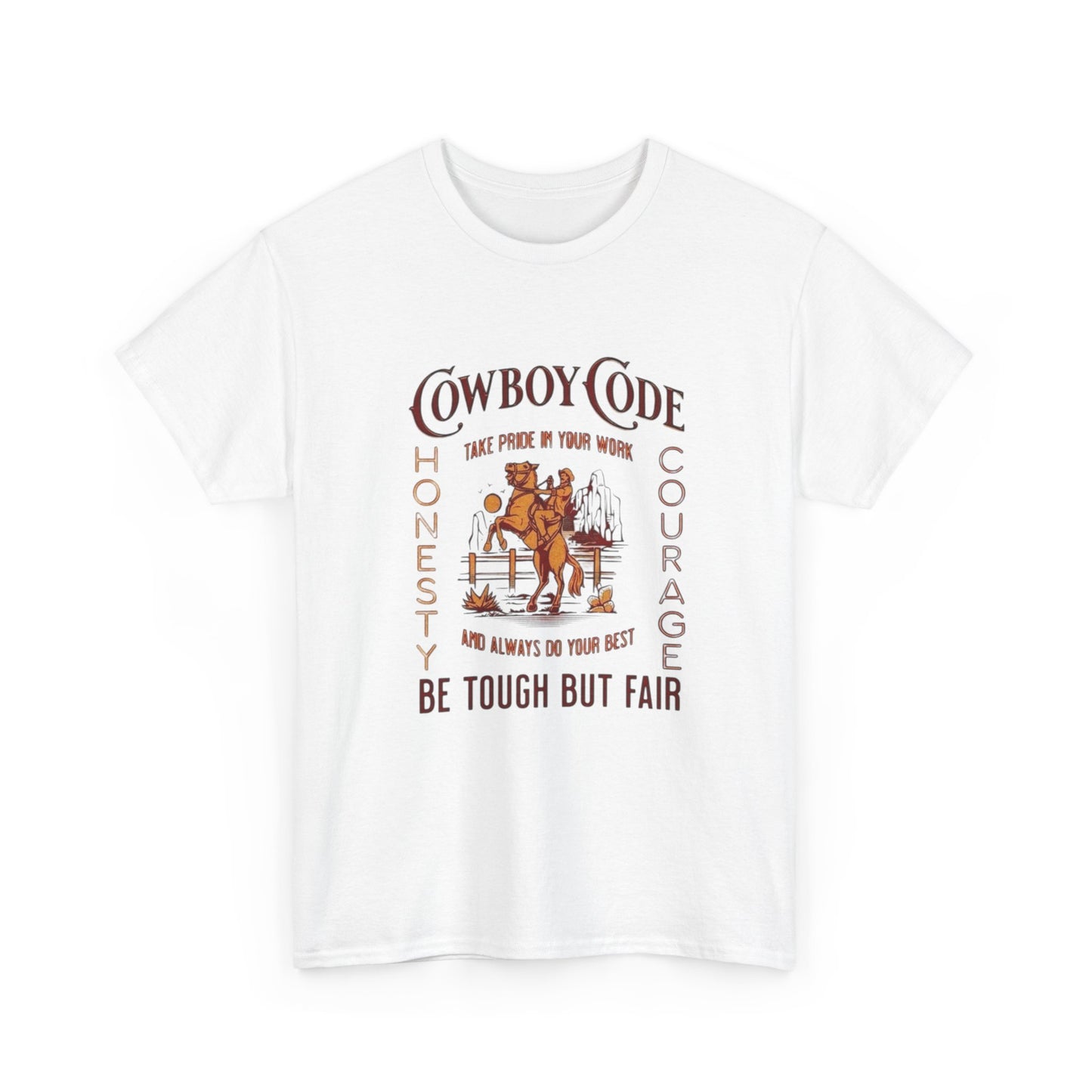 Cowboy Code Graphic T Shirt Unisex Heavy Cotton Tee