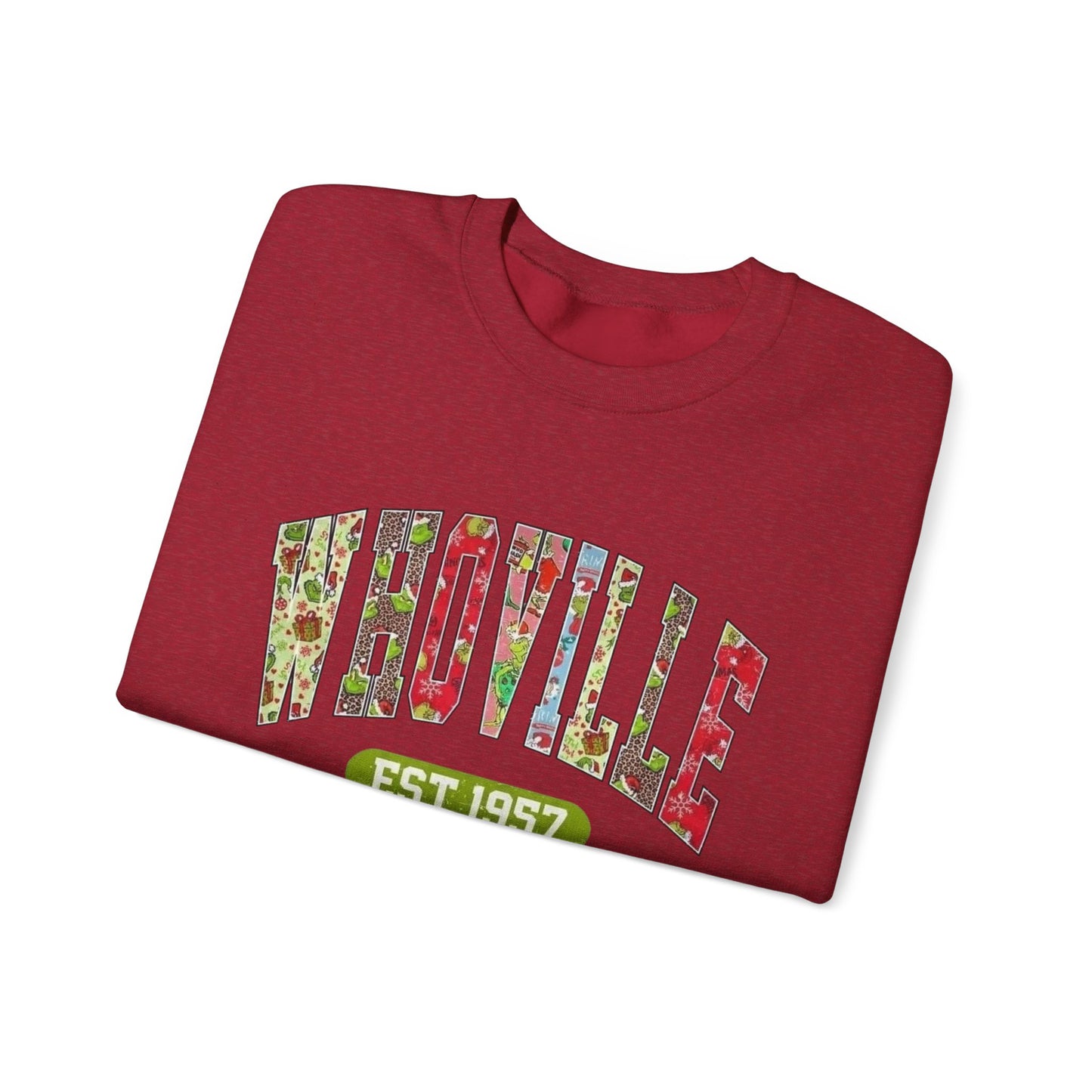 Whoville Graphic Grinch Christmas Sweater NEW Heavy Blend™ Crewneck Sweatshirt