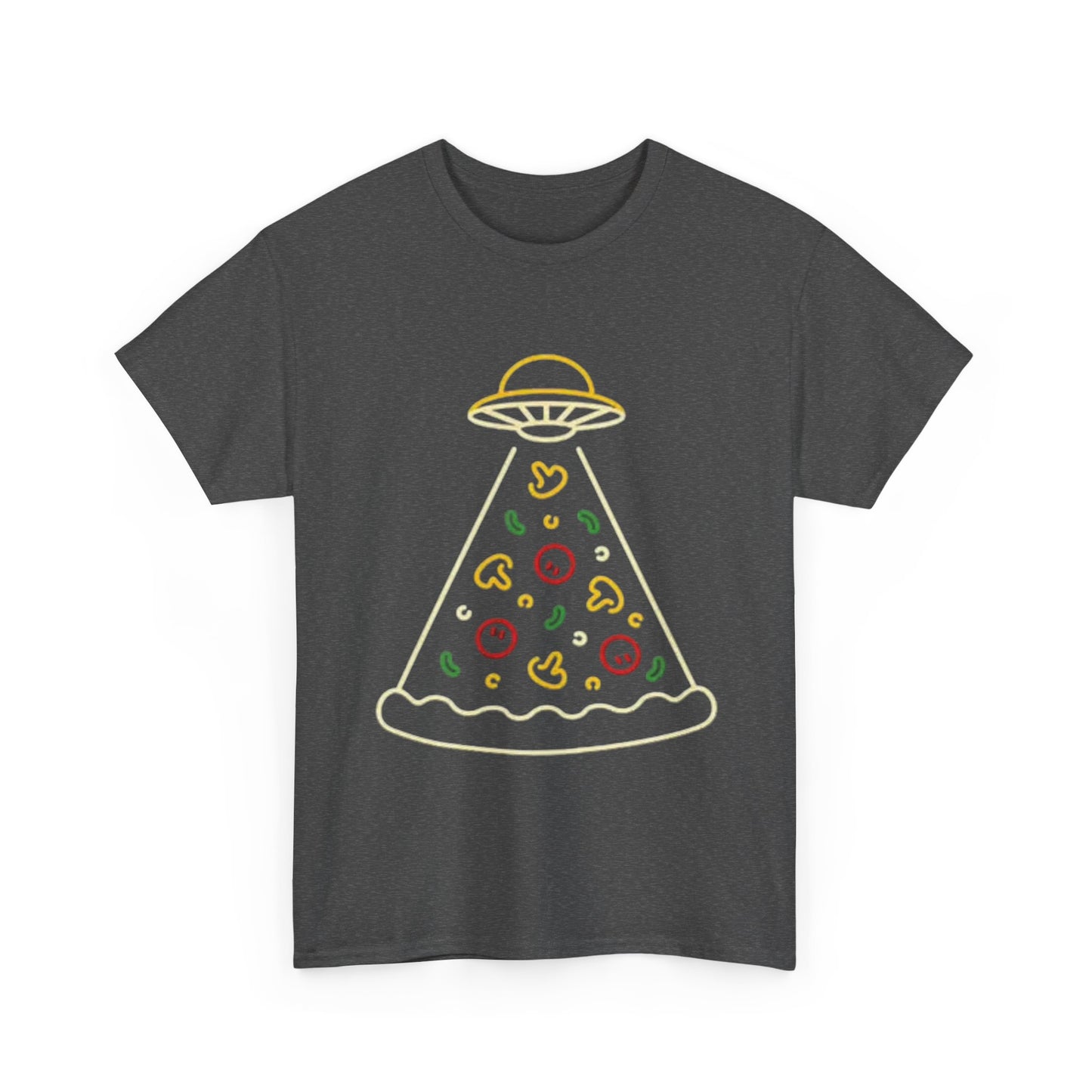 Space Pizza Shirt Funny Aliens One Bite Pizza Graphic Unisex Heavy Cotton Tee