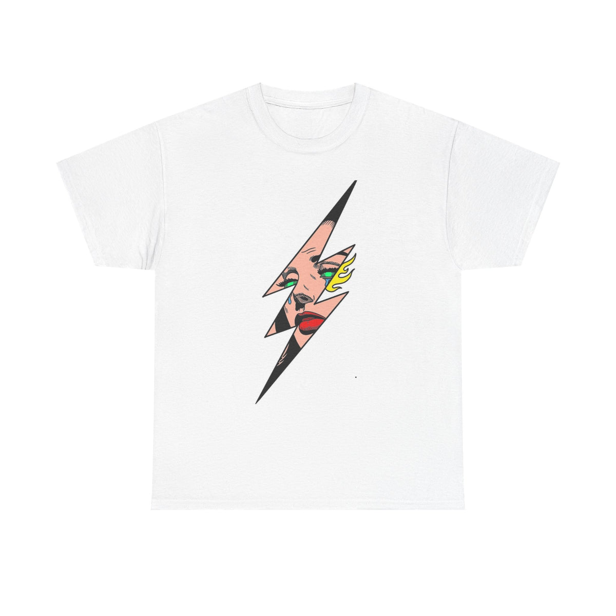 Crying Model Lightning Bolt Graphic T Shirt Unisex Heavy Cotton Tee