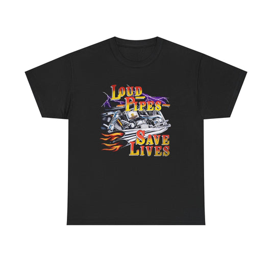 Loud Pipes Save Lives Vintage Graphic T Shirt Heavy Cotton Tee NEW ADULT UNISEX