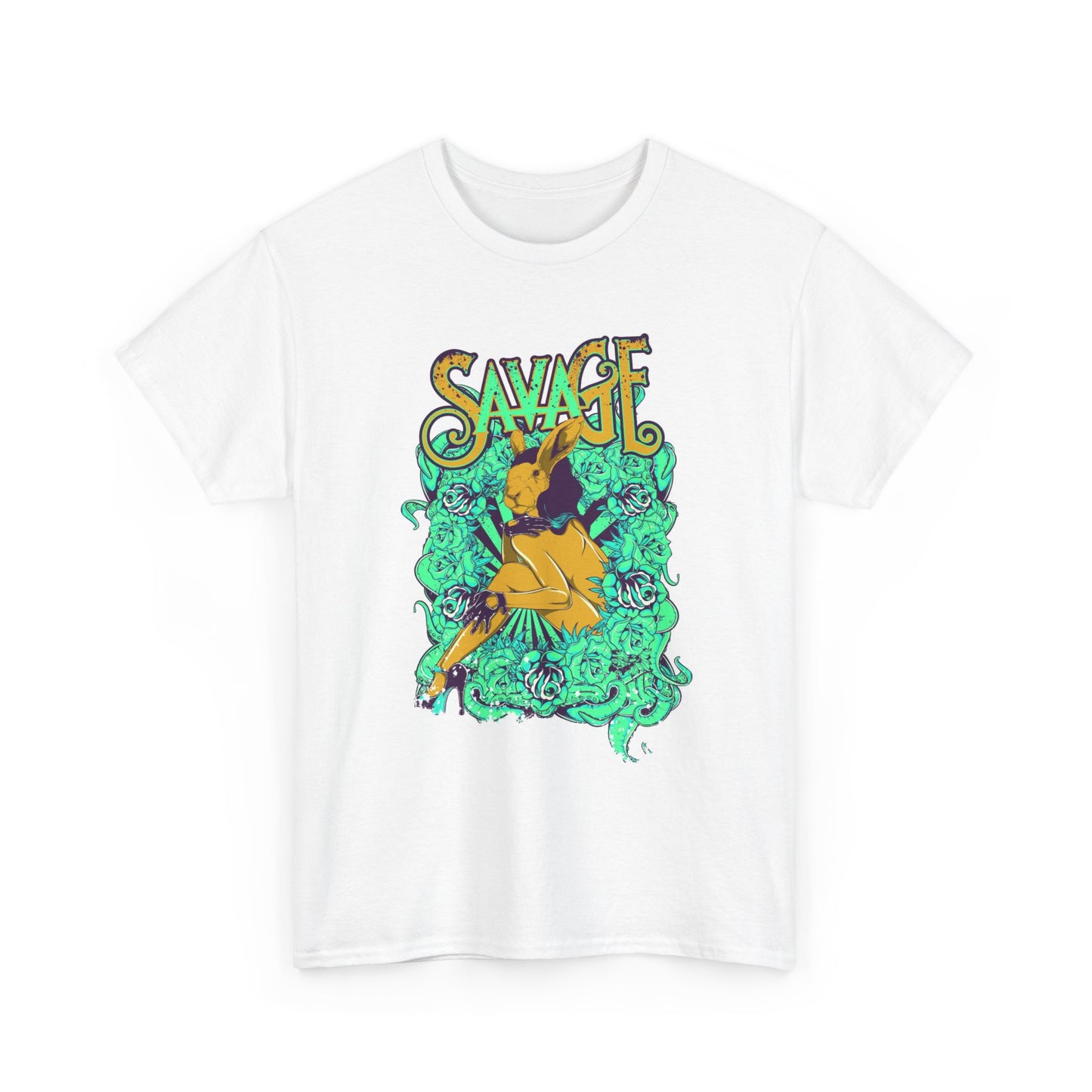 Savage Rabbit Graphic T Shirt Women Unisex Heavy Cotton Tee