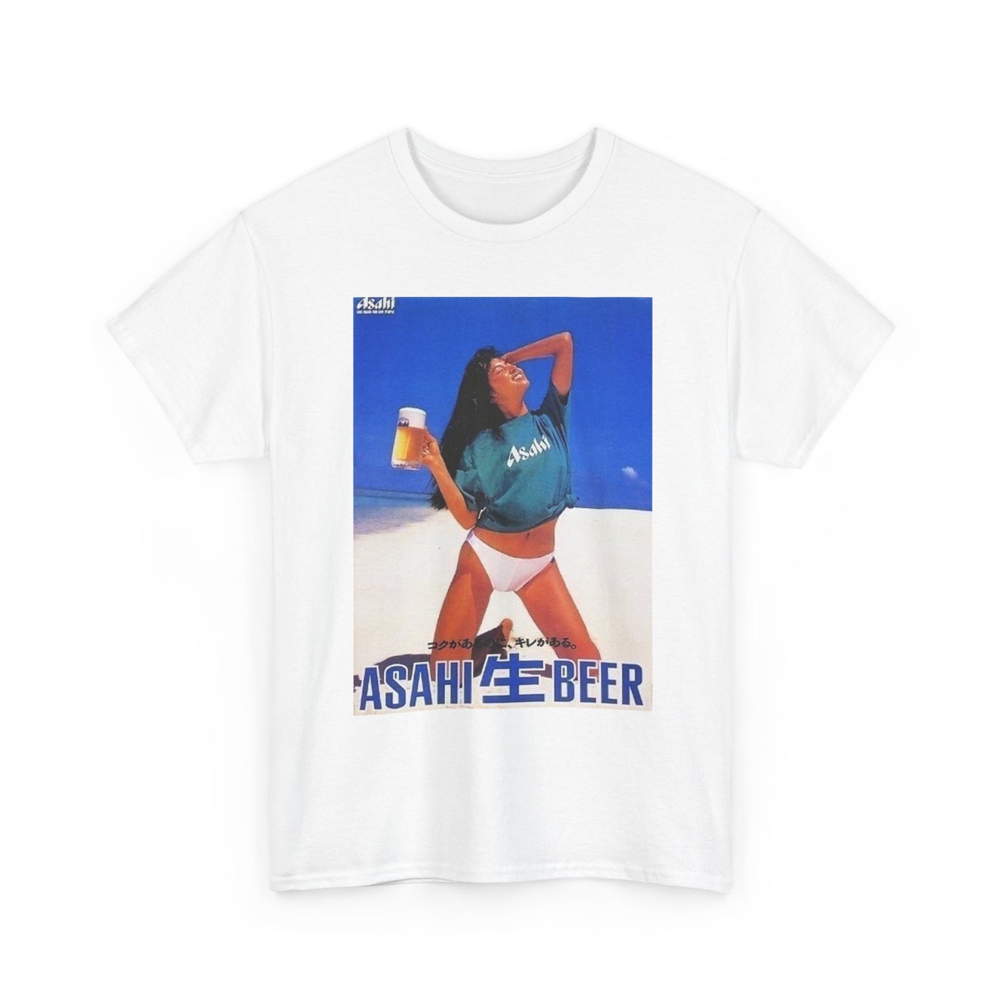 Asahi Beer Graphic T Shirt Retro Poster Bikini Unisex Heavy Cotton Tee