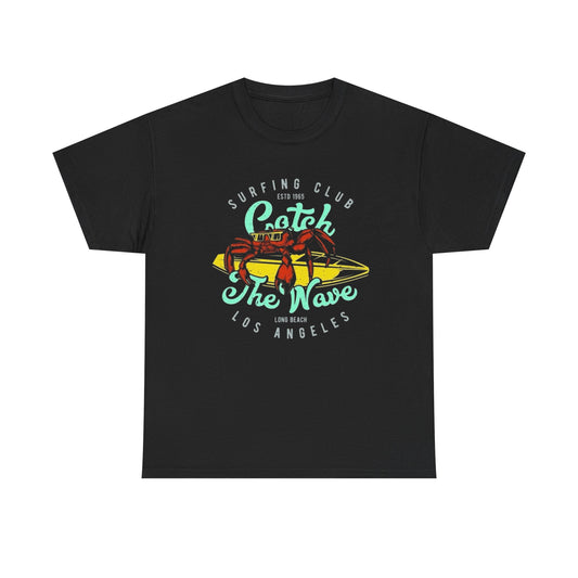 Catch The Wave Surf Club Graphic T Shirt Unisex Heavy Cotton Tee New Gift