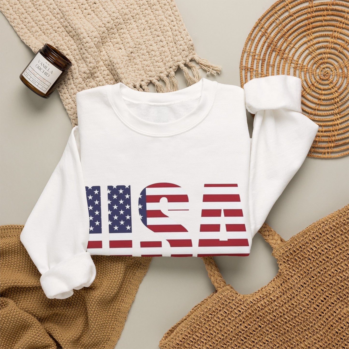 USA American Flag Retro Sweater NEW Unisex Heavy Blend™ Crewneck Sweatshirt