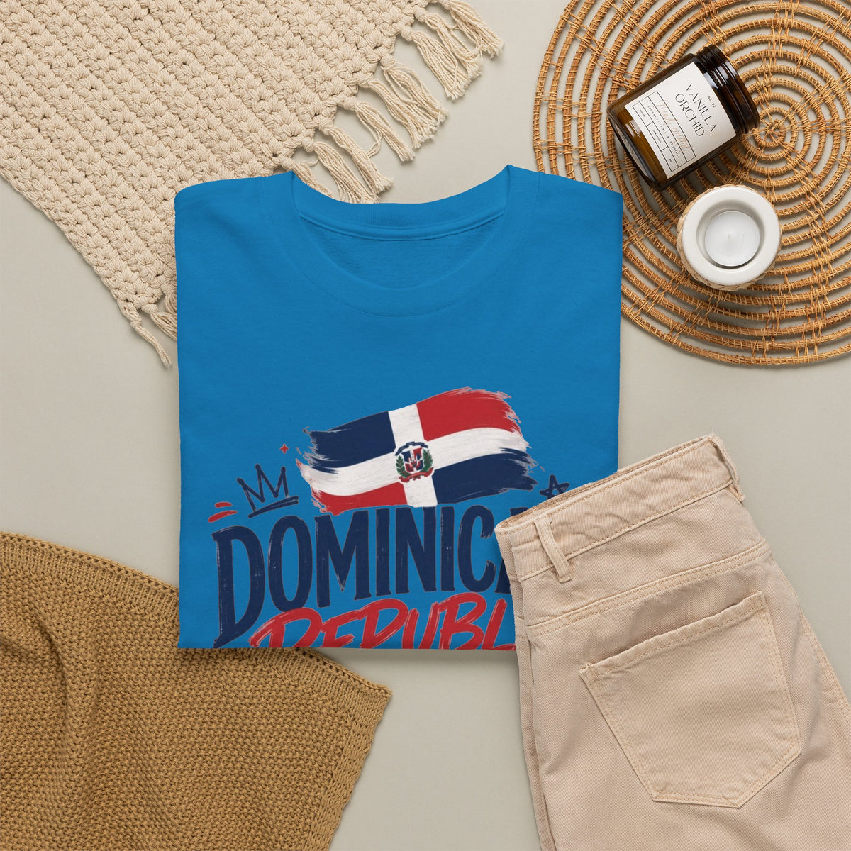 Dominican Republic Graphic T Shirt Men's Flag Retro Heavy Cotton Tee