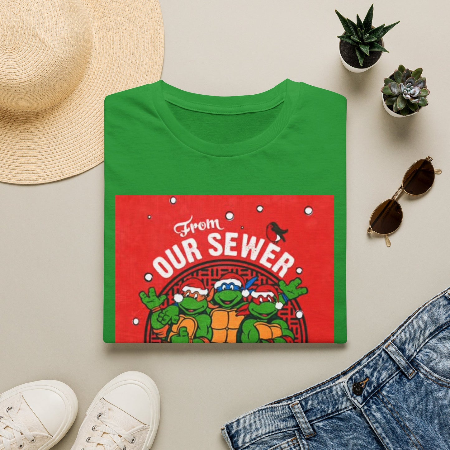 Christmas Turtles Graphic T Shirt Funny Retro Holidays Unisex Softstyle T-Shirt