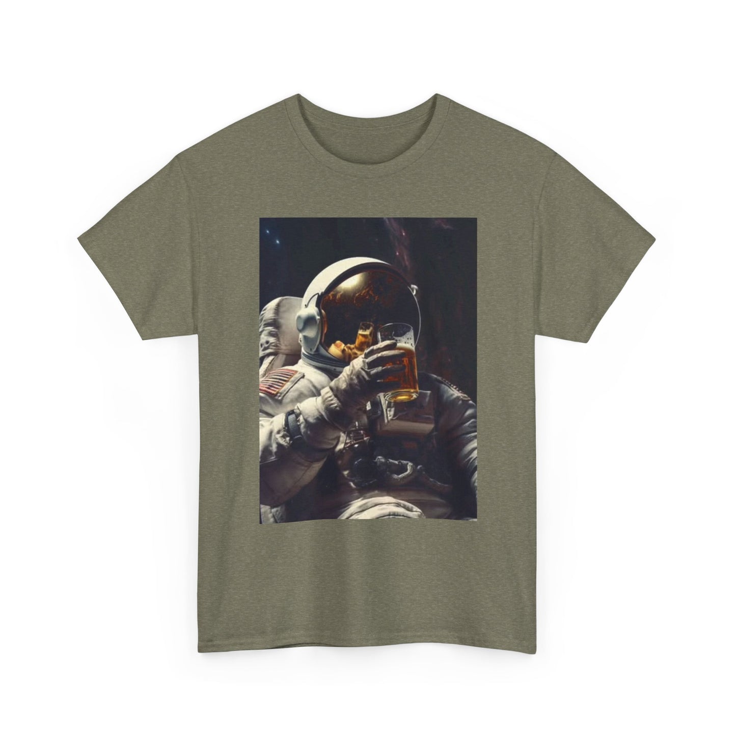 Space Beers T Shirt Funny Astronaut Graphic Retro Comedy Unisex Heavy Cotton Tee
