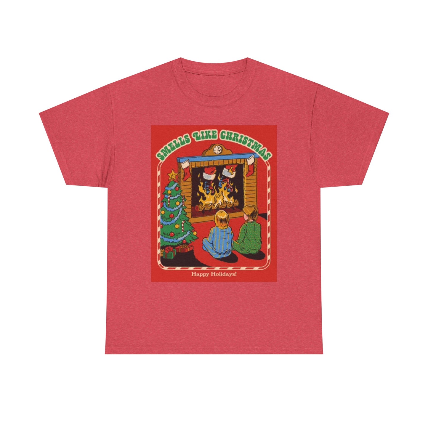 Smells Like Christmas Funny Santa Graphic T Shirt Unisex Heavy Cotton Tee