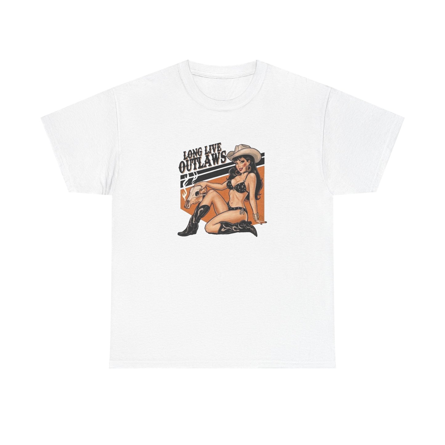 Long Live Outlaws Cowgirl Graphic T Shirt Unisex Heavy Cotton Tee GIFT NEW