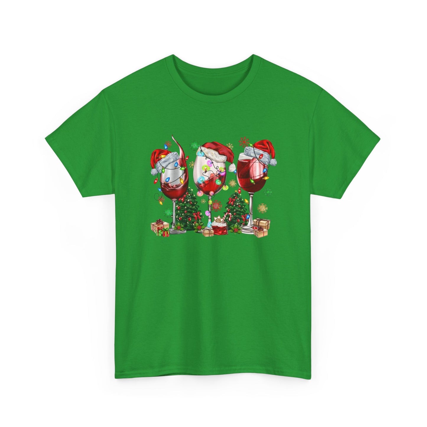 Christmas Wine Glasses Graphic T Shirt NEW ADULT