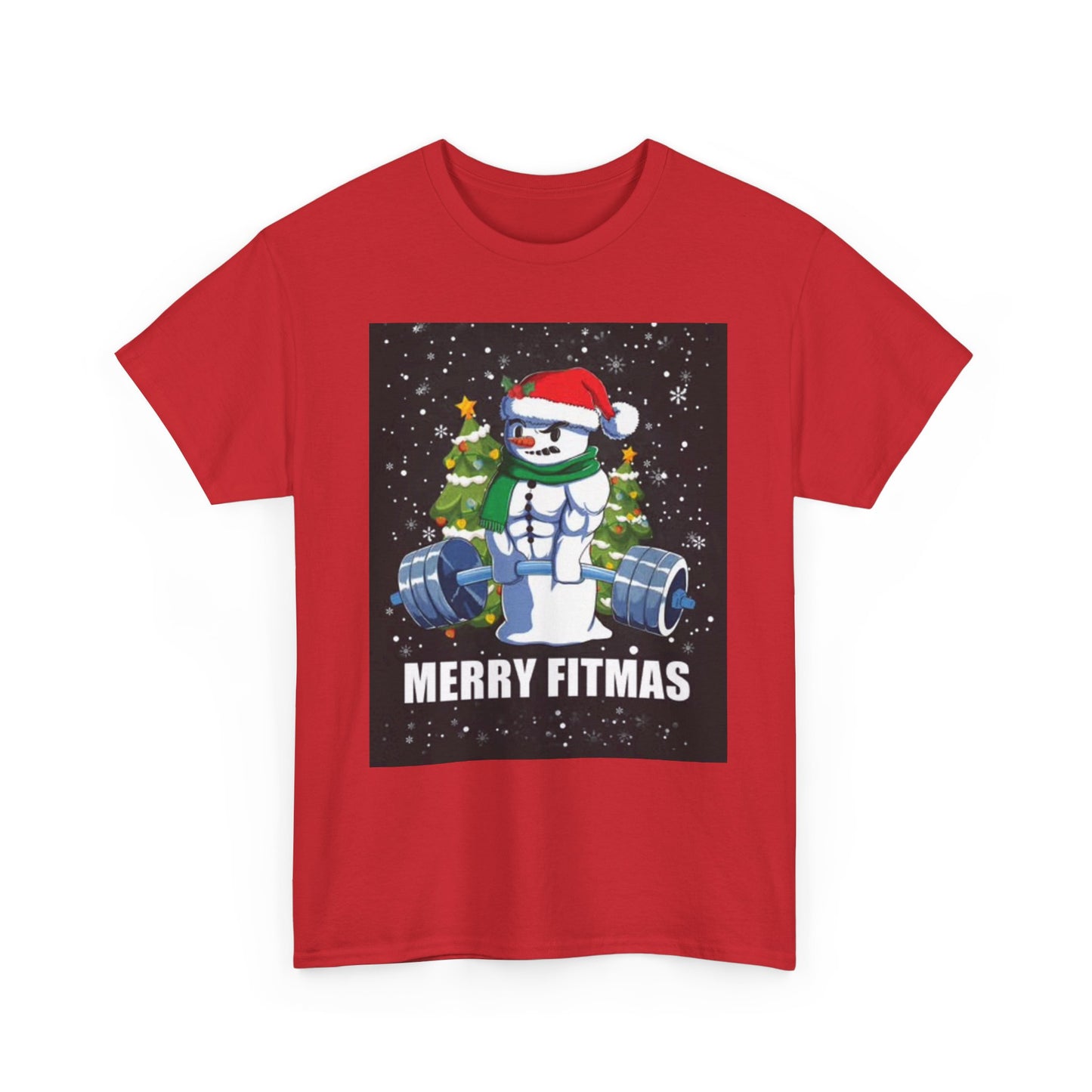 Merry Fitmas Shirt Funny Gym Snowman Christmas Gym Unisex Heavy Cotton Tee