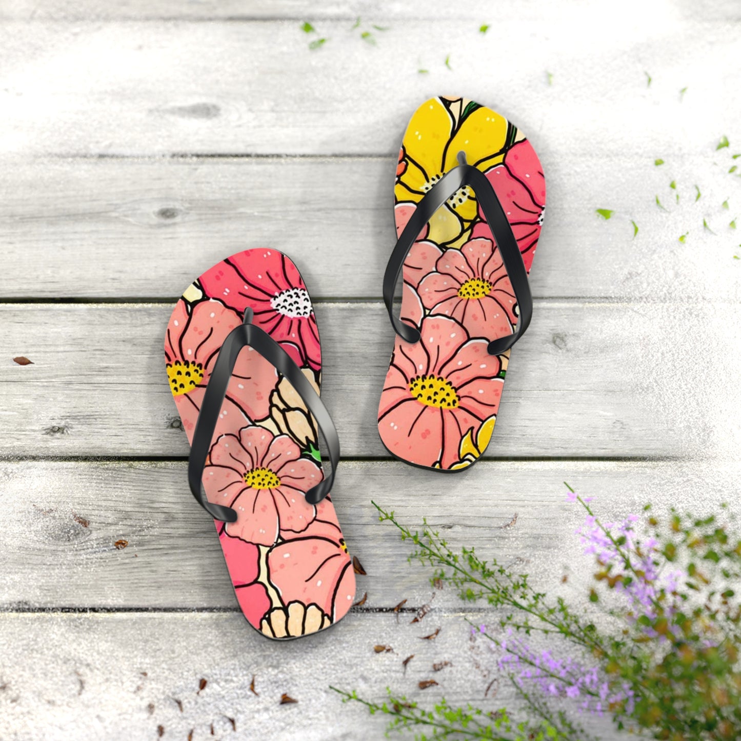 Waves And Sun Sandals Pink Pastel Summer Flip Flops Slides BRAND NEW
