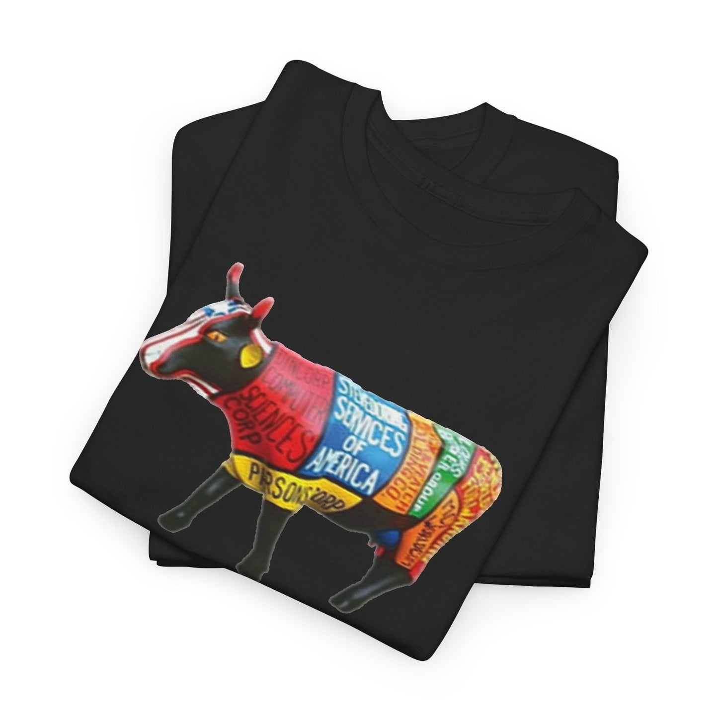 Radiohead Shirt Vintage cow rainbow graphic art rock Unisex Heavy Cotton Tee